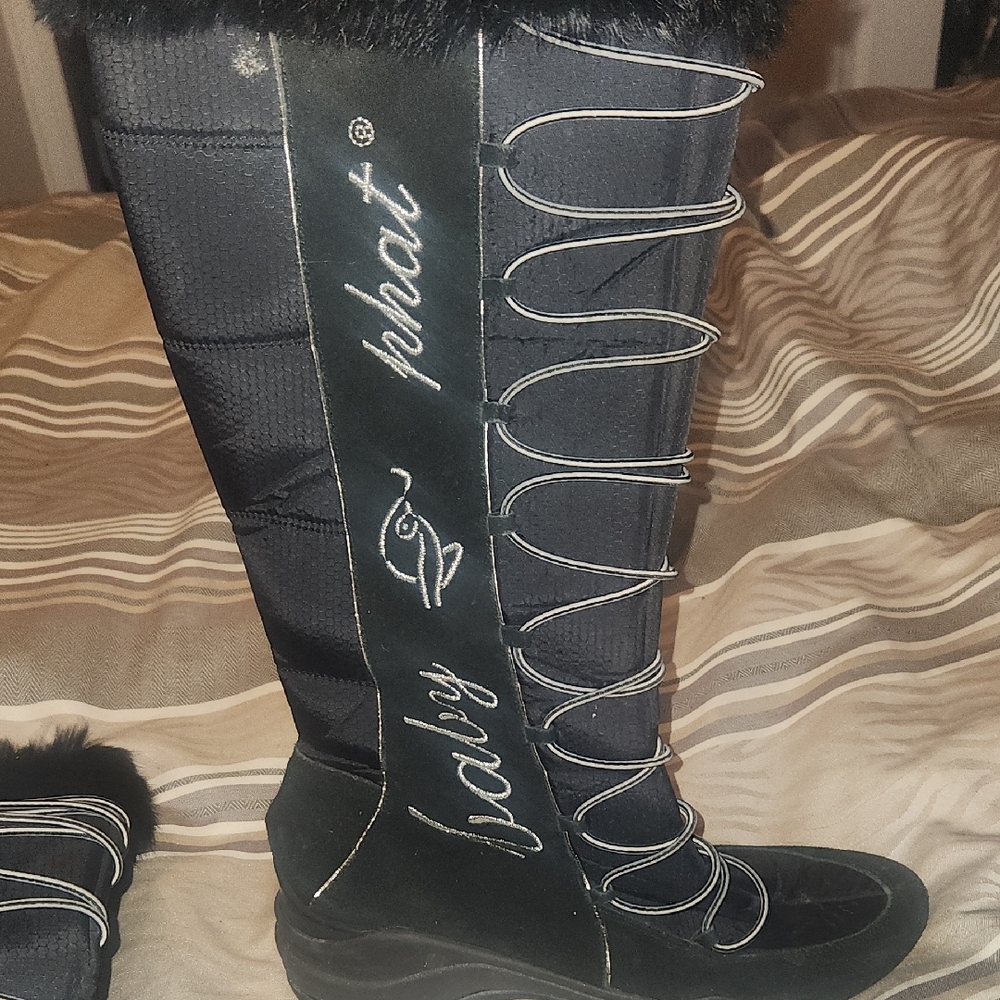 Baby Phat Black Winter Boots with Silver Accents